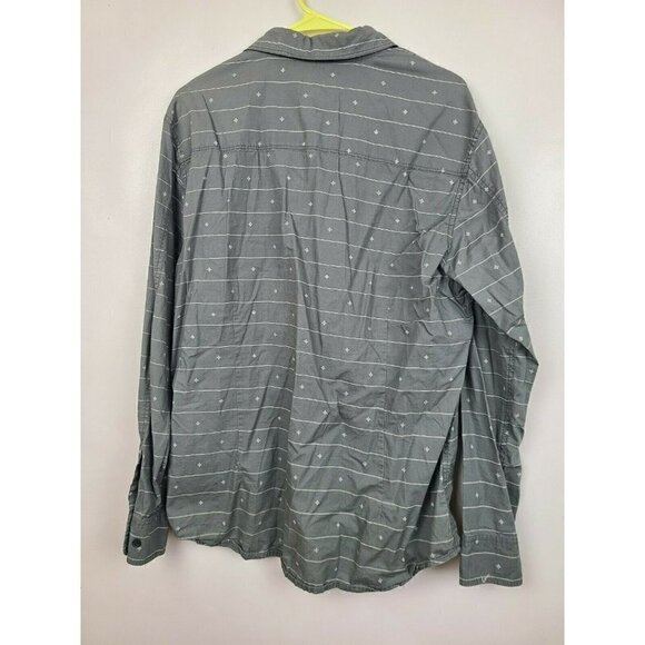 HOWE Mens Shirt Sz XL Gray White Button Down Striped Printed Long Sleeve Casual - Picture 3 of 6